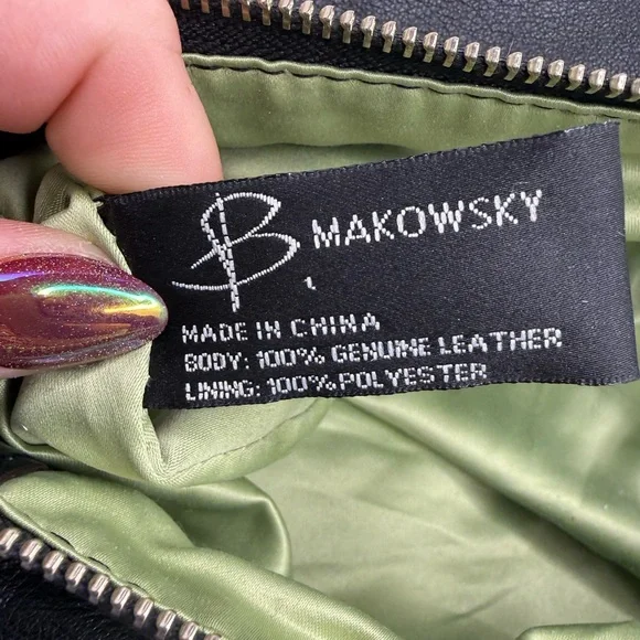 B. Makowsky Black Leather Shoulder Bag Slouchy Hobo Soft Pebbled Leather - Picture 14 of 15